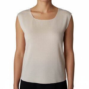 Barry Bricken Womens Sleeveless Top 100% Silk Ivory Rounded Neckline Size Large